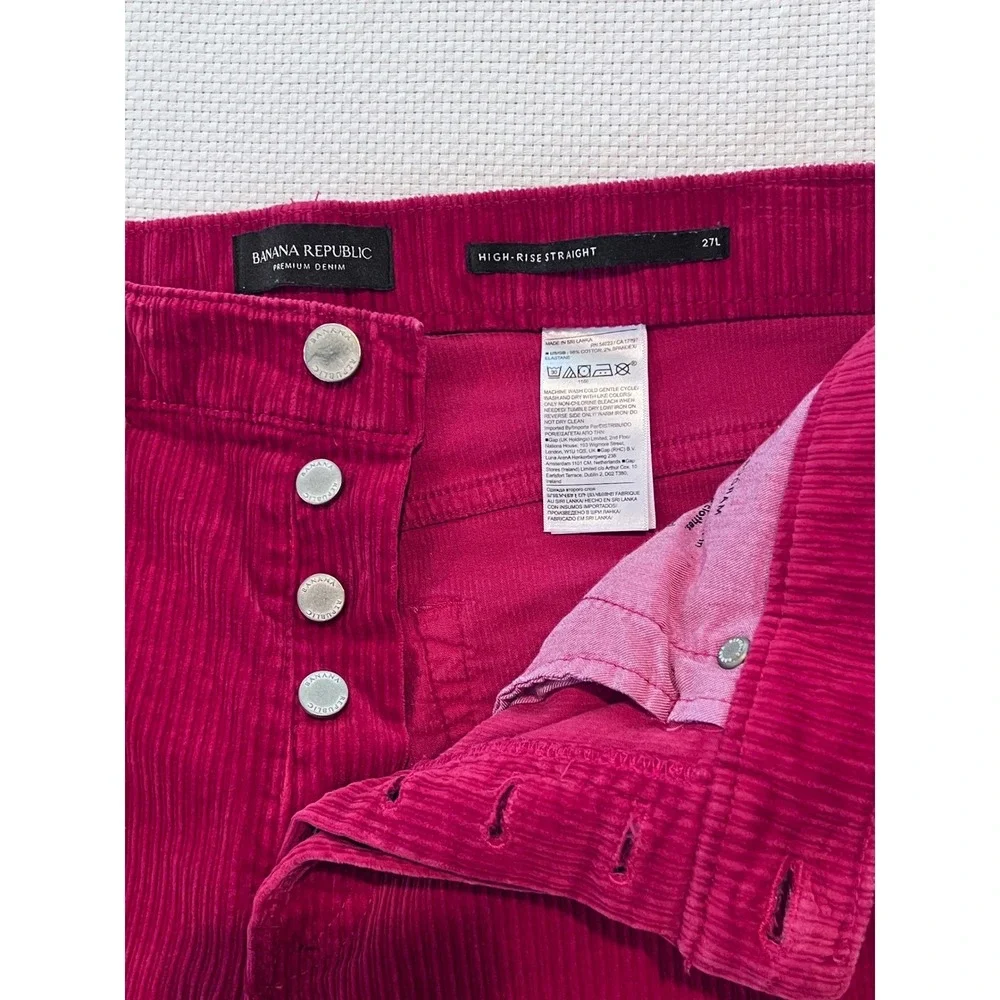 Banana Republic Mens Red Corduroy High Rise Straight‎ Pants Size 30x30 (tag 27L)